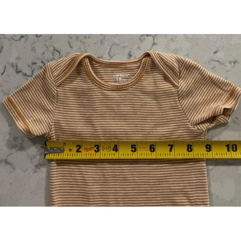 Carters Baby Boy Bodysuit 18 Months Orange White Striped Cotton Short Sleeve
